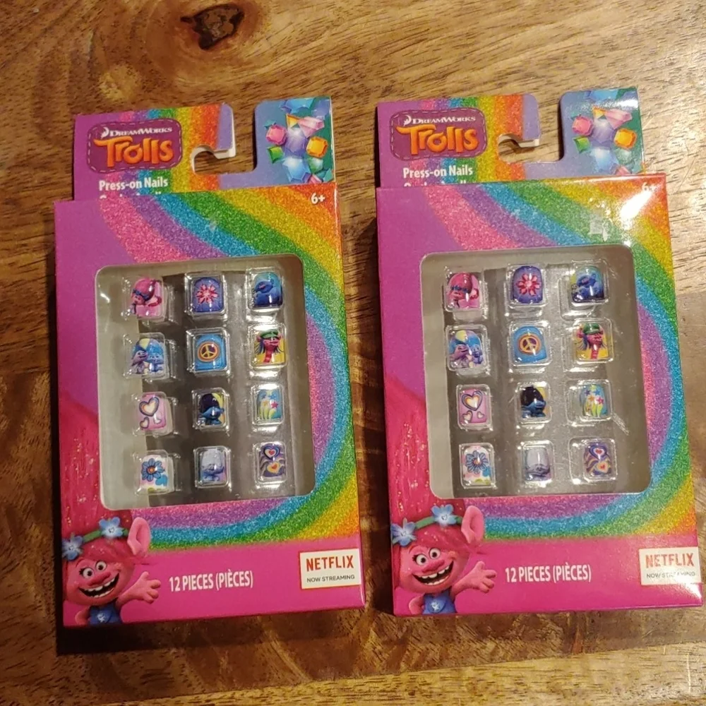 NIB 2 Boxes of Trolls Press on Nails